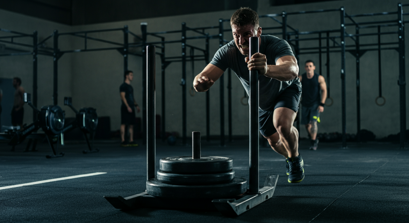 Sled Push Hyrox: Guia Biomecânico Definitivo 2026