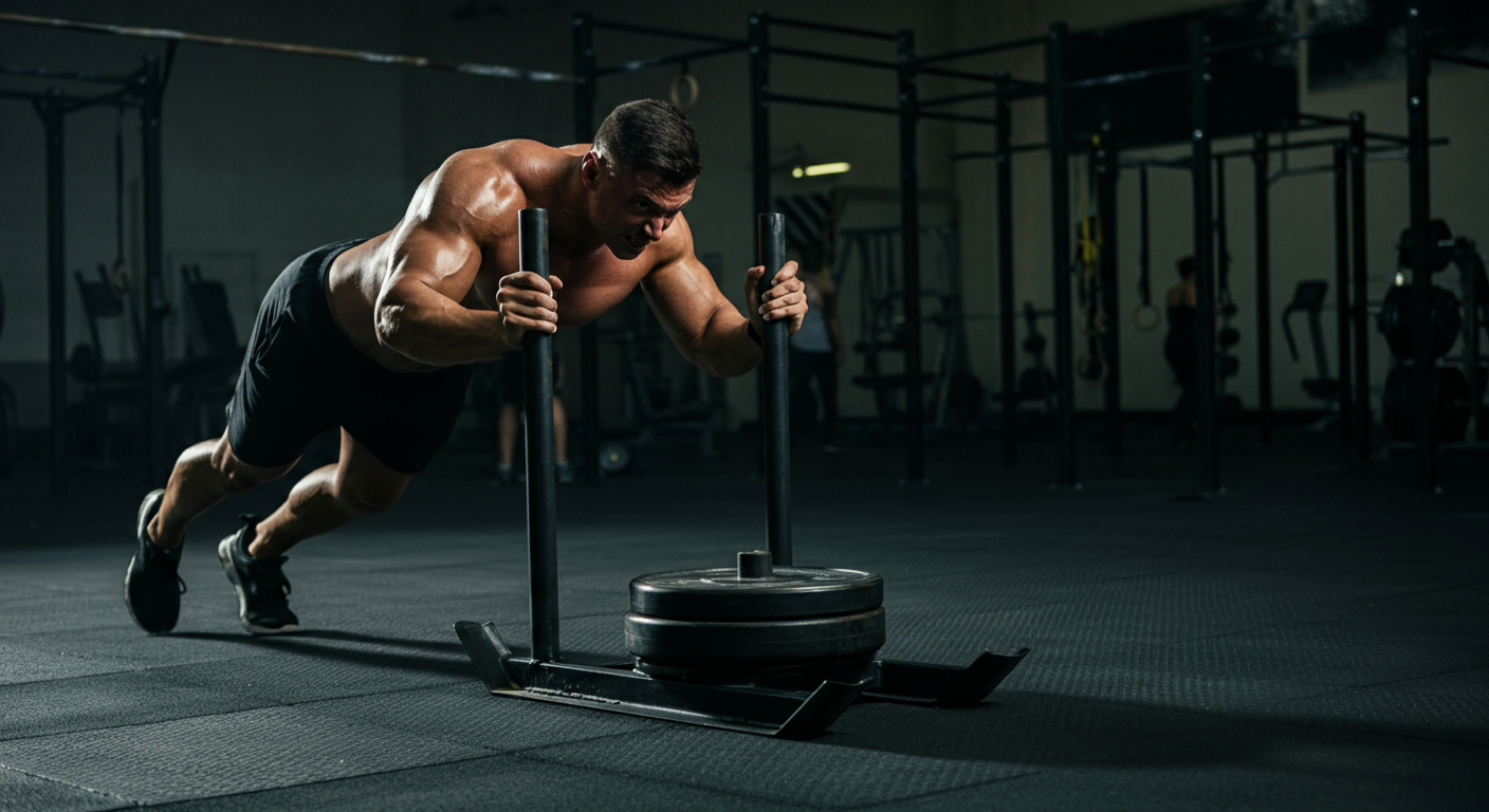 Sled Push HYROX 2026: Guia Definitivo de Técnica e Força